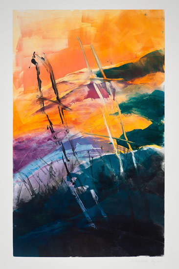 Monotype titled - Sunset Winter